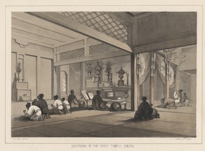 Devotions in the Great Temple, Simoda, 1855 by Wilhelm Joseph Heine