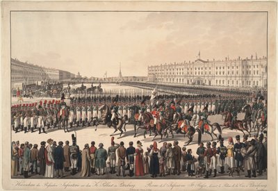 A Review of the Russian Infantry on the Palace Square in St Petersburg by Wilhelm Kobell Ritter von