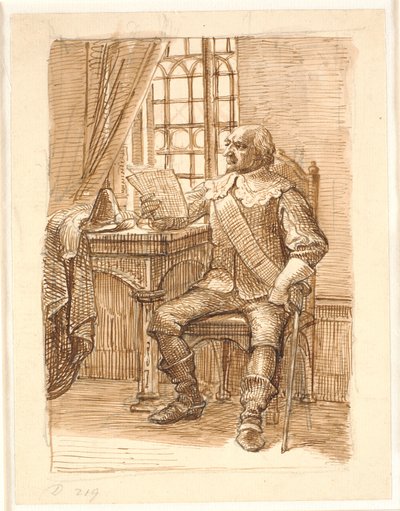 Nobleman from the Time of Christian IV Sitting and Reading a Letter by Wilhelm Marstrand