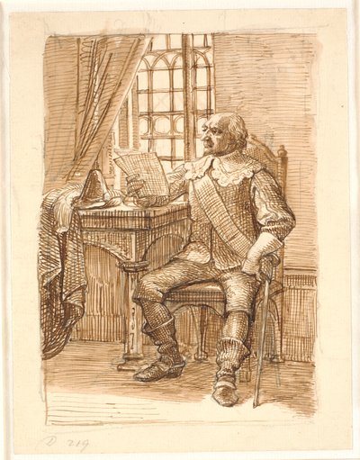 Nobleman from the Time of Christian IV Sitting and Reading a Letter by Wilhelm Marstrand