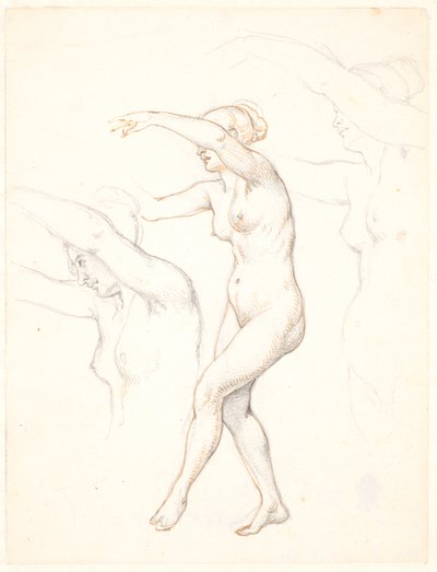 Sheet with Three Studies of a Nude Dancing Woman by Wilhelm Marstrand