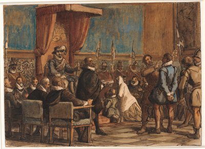 Christian IV Orders the Executioner to Take the Order Chain and Sword from the Forger Christopher Rosenkrantz by Wilhelm Marstrand