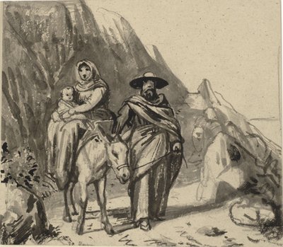 The Holy Family, Between Rocks on the Way to Egypt by Wilhelm Marstrand