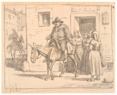 Don Quixote and Sancho Panza Leaving the Inn by Wilhelm Marstrand