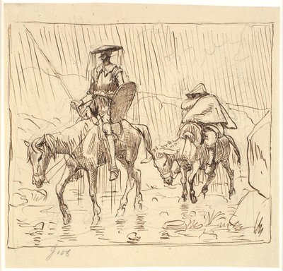 Don Quixote and Sancho Panza Riding in the Rain by Wilhelm Marstrand