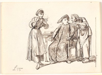 An Old Woman Talking to a Priest, Left a Young Woman by Wilhelm Marstrand