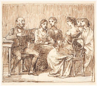 A Gentleman Reading Aloud to Five Ladies by Wilhelm Marstrand