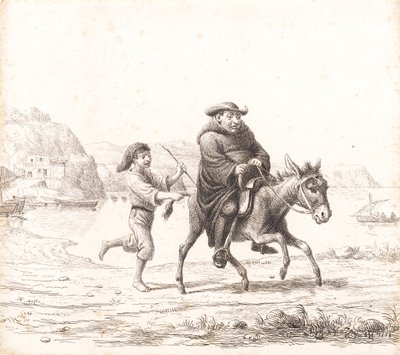 A Monk Riding a Donkey Followed by an Italian Boy by Wilhelm Marstrand