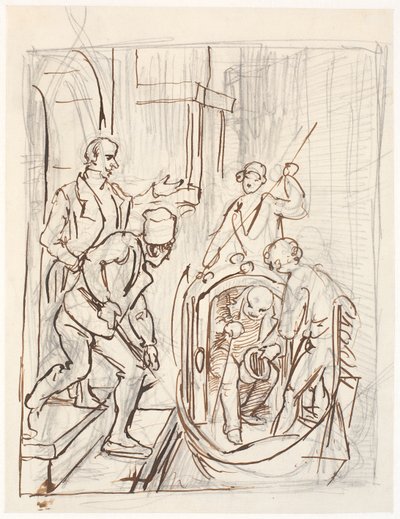 A Fat Gentleman Getting Out of a Gondola by Wilhelm Marstrand