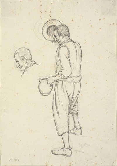 Old Fisherman Taking Off His Hat and Study of His Head by Wilhelm Marstrand