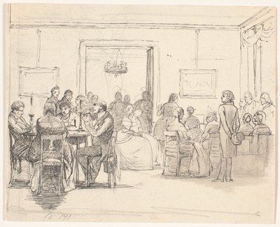 Copenhagen Social Scene, Left Card Players, Right Musicians by Wilhelm Marstrand