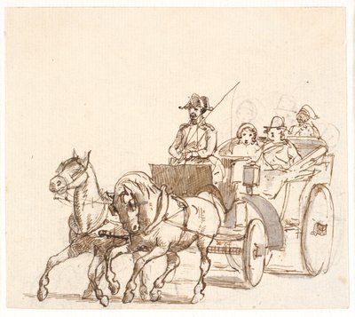 Landauer. Coachman with Triangular Hat, Nobility and Servant by Wilhelm Marstrand