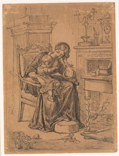 Mother and Son. Interior by Wilhelm Marstrand