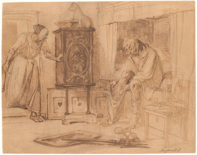 Nille Finds Jeppe Sleeping with His Pants on One Leg by Wilhelm Marstrand
