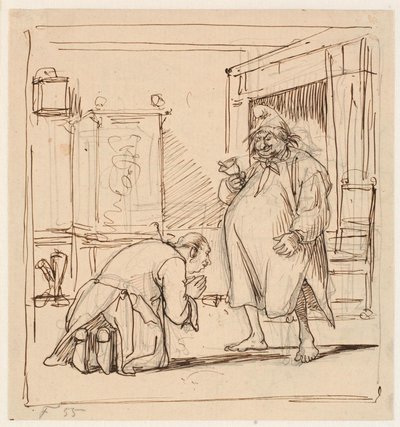Peder Paars Book 1, Song 4. Per Degn Fears the Bailiff by Wilhelm Marstrand