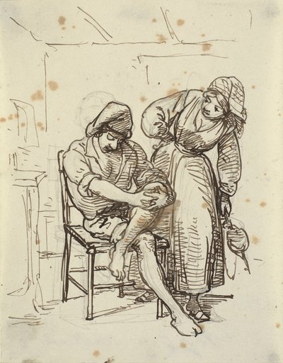 Girl Looking at a Young Fisherman Sitting on a Chair by Wilhelm Marstrand