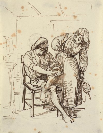 Girl Looking at a Young Fisherman Sitting on a Chair by Wilhelm Marstrand