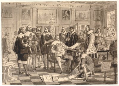 The Plan for the Stock Exchange Presented to Christian IV in the Audience Hall at Rosenborg by Wilhelm Marstrand
