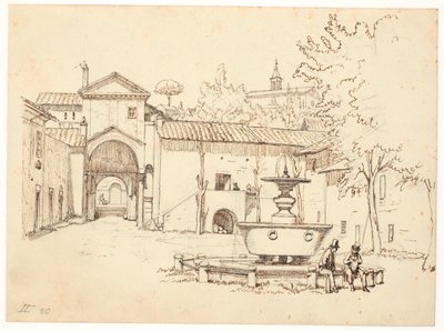 Roman Courtyard with Fountain by Wilhelm Marstrand
