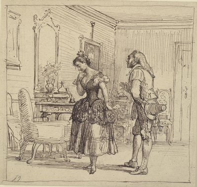 Rosina Gives Figaro the Letter for Count Almaviva. (The Barber of Seville) by Wilhelm Marstrand