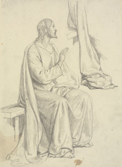 Seated Jesus, and Drapery Study by Wilhelm Marstrand