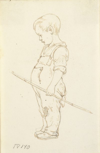 Standing Little Boy with a Stick in Hand by Wilhelm Marstrand