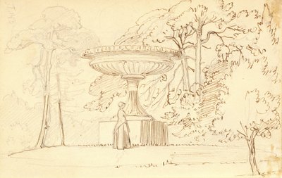 Southern Garden with a Lady by a Colossal Bowl by Wilhelm Marstrand
