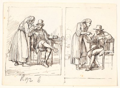 Two Scenes with an Italian Woman Talking to an Elderly Man by Wilhelm Marstrand