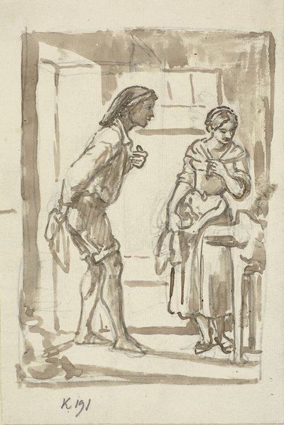 Young Fisherman Entering the Door to a Young Girl by Wilhelm Marstrand