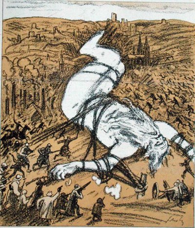 Father Rhine, Caricature of the Ruhr Occupation by the French, from 