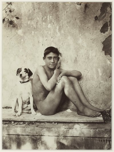Boy and His Dog, Taormina, Italy, c.1900 by Baron Wilhelm von Gloeden