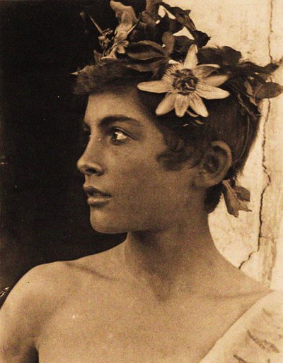 Study of a Sicilian Boy with Passionflowers in His Hair, Sicily, c.1899 by Baron Wilhelm von Gloeden
