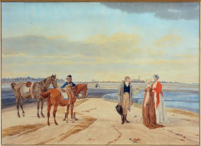 Dismounted Riders with Two Ladies in Front of Munich by Wilhelm von Kobell