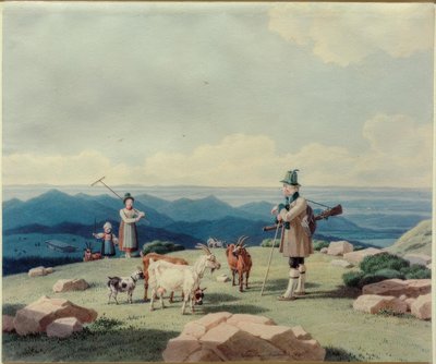 Hunter with Dairymaid and Child on the Hirschberg by Wilhelm von Kobell