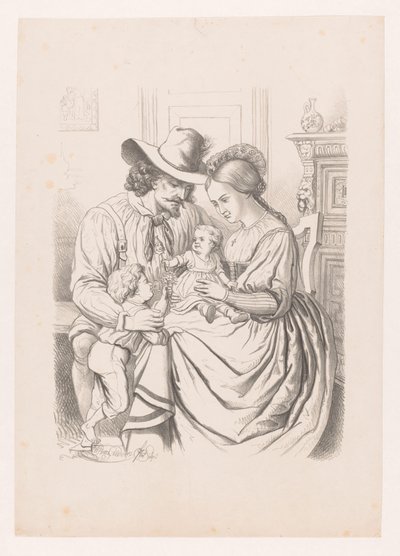 Family with Young Children (series title: Third Age of Human Life, Art Album by W. P. van Geldorp) by Wilhelmus Petrus van Geldorp
