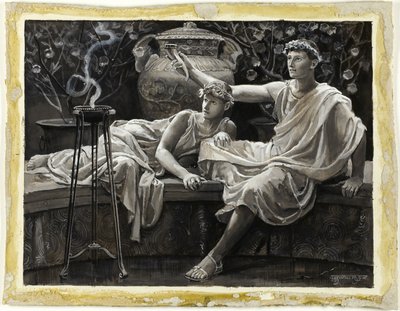 Checking His Love Trance, a Cup He Took Full Brimmed by Will Hicock Low