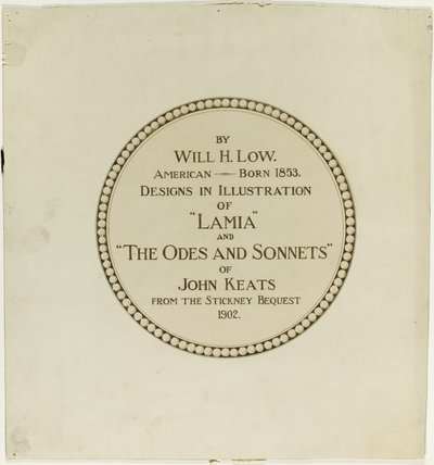 Title Page for the "Odes and Sonnets of John Keats" by Will Hicock Low