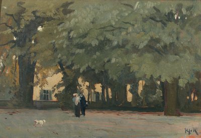 A couple in a square by Willem Adriaan van Konijnenburg