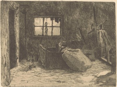 Interior of a Barn by Willem Adrianus Grondhout (signed by artist)