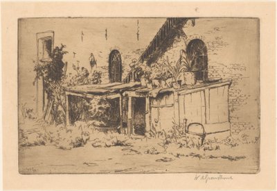 Chicken Coop in a Garden in Voorburg by Willem Adrianus Grondhout (signed by artist)