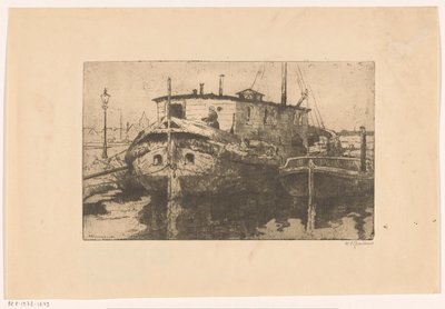 Laakhaven in The Hague by Willem Adrianus Grondhout (signed by artist)