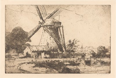 Mill near The Hague by Willem Adrianus Grondhout (signed by artist)