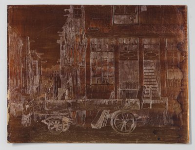 Old Part of Amsterdam with Wagon in the Foreground by Willem Adrianus Grondhout (signed by artist)