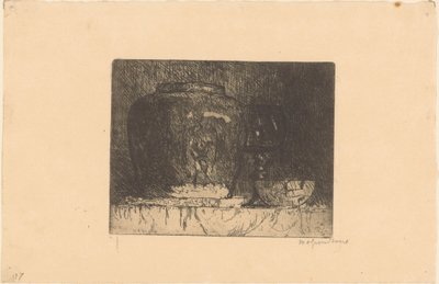 Still Life with Ginger Jar, Wine Glass, and Bowl by Willem Adrianus Grondhout (signed by artist)