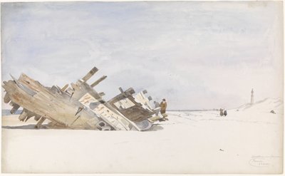 Driftwood on the Beach of Renesse in Schouwen-Duiveland by Willem Anthonie van Deventer