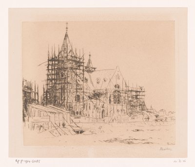 Church Under Construction by Willem Bastiaan Tholen (signed by artist)