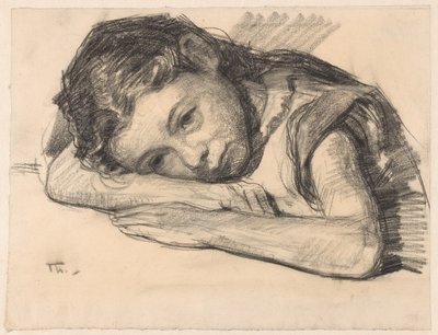 Liesbeth or Dora Arntzenius as a Child, Leaning on an Arm by Willem Bastiaan Tholen
