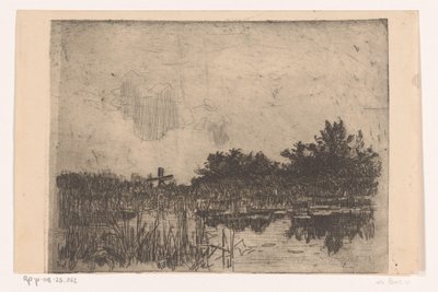 Pond with Reeds and Windmill, near Giethoorn by Willem Bastiaan Tholen