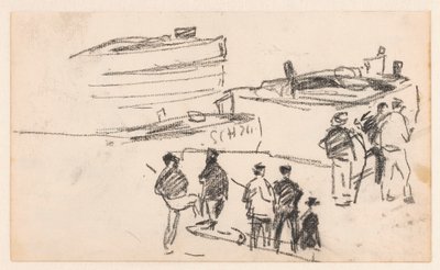 Sailors Ashore with Ships in the Background by Willem Bastiaan Tholen