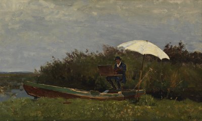 The Painter Gabriël Working in a Boat by Willem Bastiaan Tholen